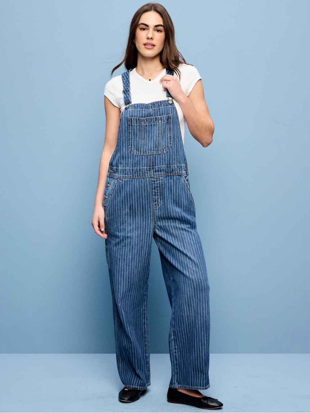 ON Blue Pinstripe Denim Overalls 16 TALL